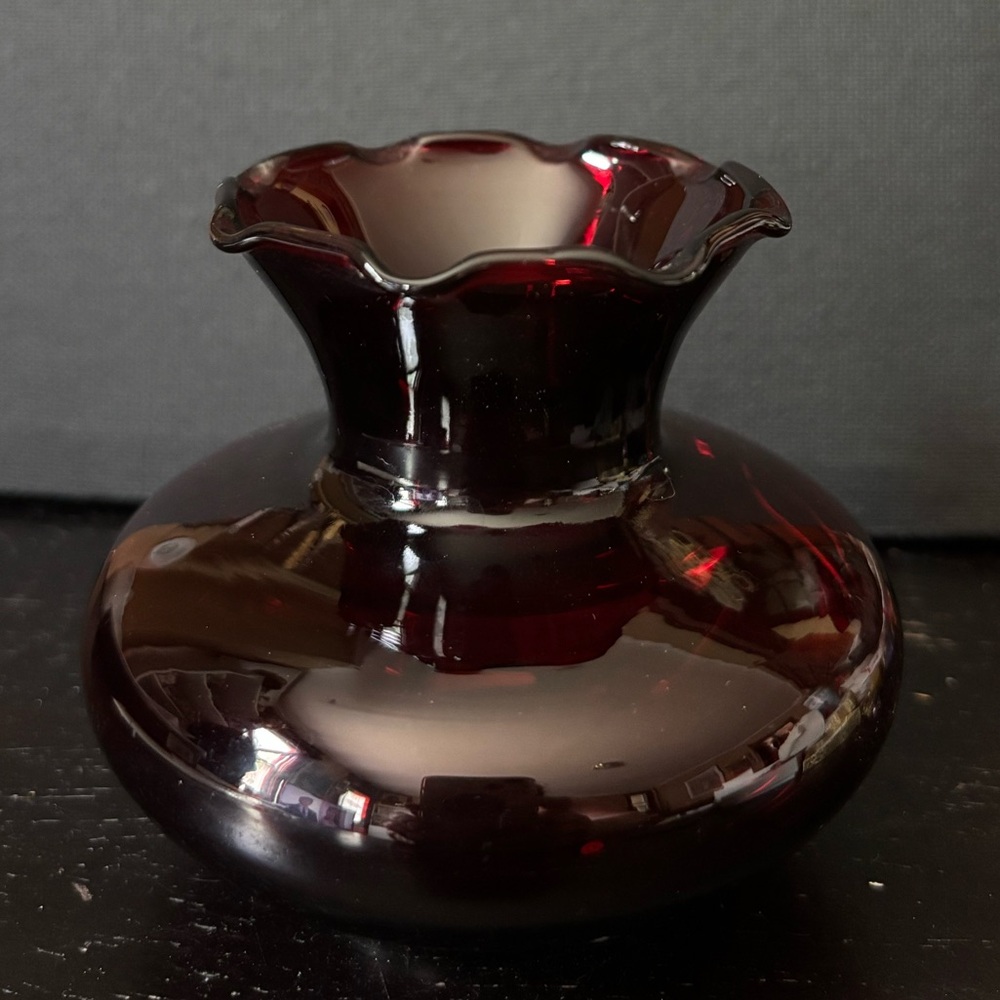 Vintage ruby glass bud vase